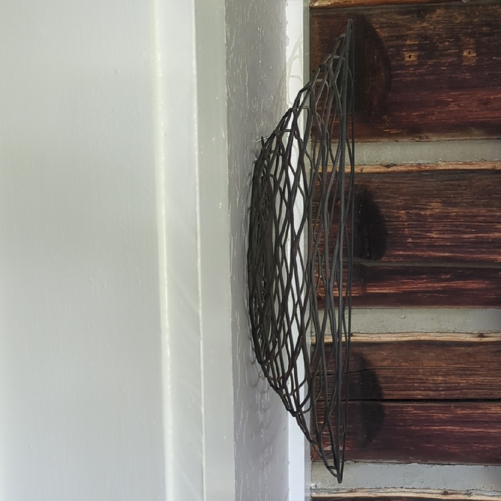 Rustic Metal Wall Art Sculpture Wire Basket Rose Of Venus - Picture 2 of 5